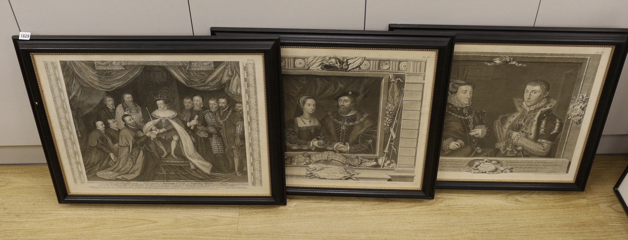 Vertue after De Heere, three engravings, ‘Mary Queen of France & Charles Brandon Duke of Suffolk’, ‘Frances Dutchess of Suffolk and her Husband Adrian Stokes Esq.’, and another, 51 x 66cm